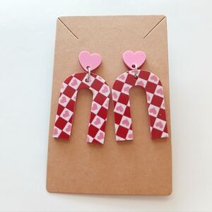 Fashion Jewelry Pink and Red Heart Earrings